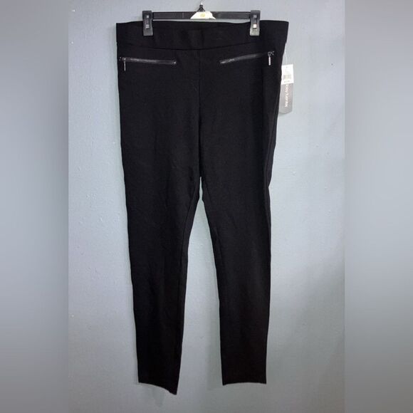 Daisy Fuentes Black Women's Pull on Dress Pants with Zipper Details 2X NEW #737 - Picture 1 of 3